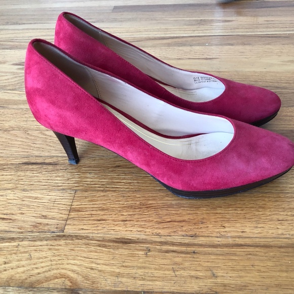 Cole Haan Red Suede 2 inch pumps - Picture 1 of 3